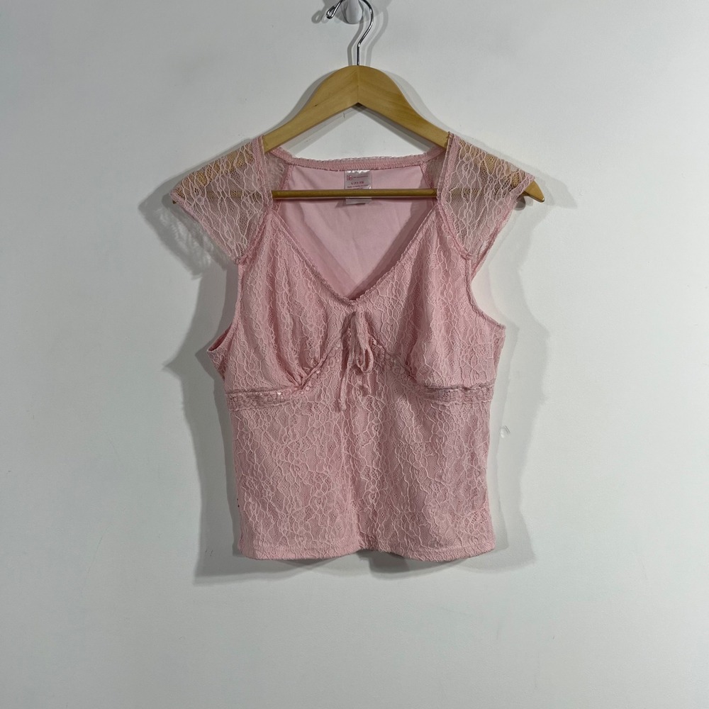 No Boundaries Y2K Babydoll Boho Coquette Fairy Lace Top Cap Sleeve Size Large